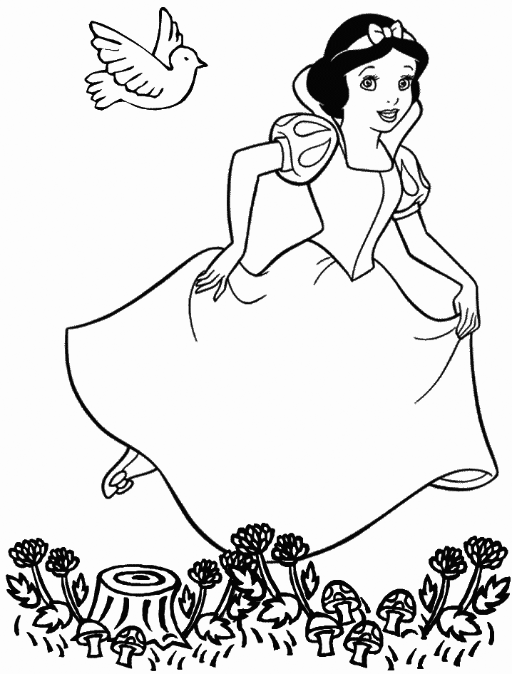 Snow White Running Coloring Page