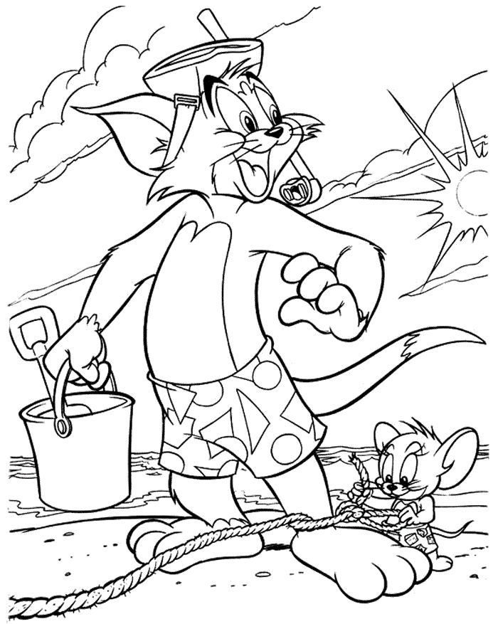 Tom And Jerry Snorkeling Colroing Page