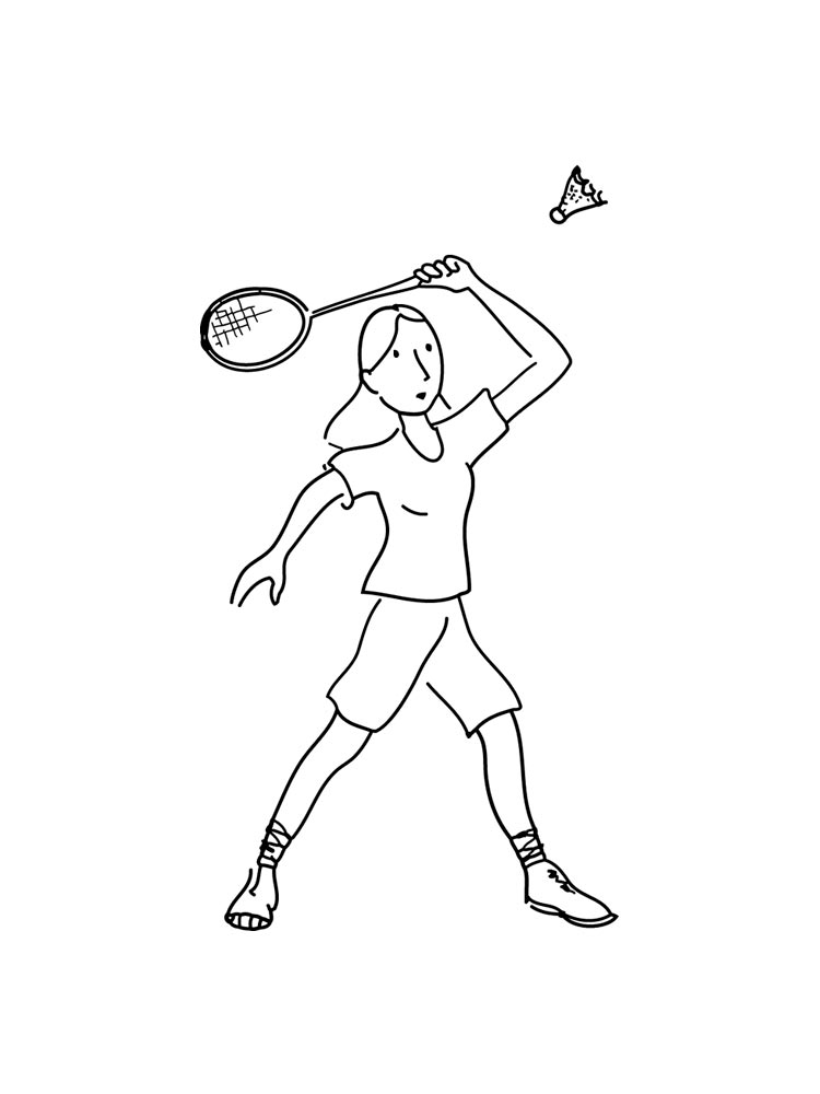 Woman Playing Badminton Coloring Page