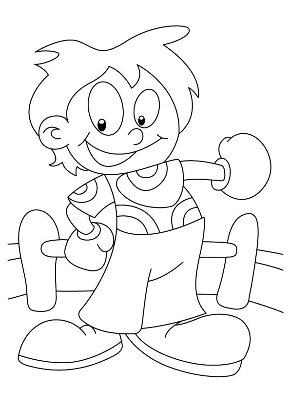 Young Boxing Character Coloring Page