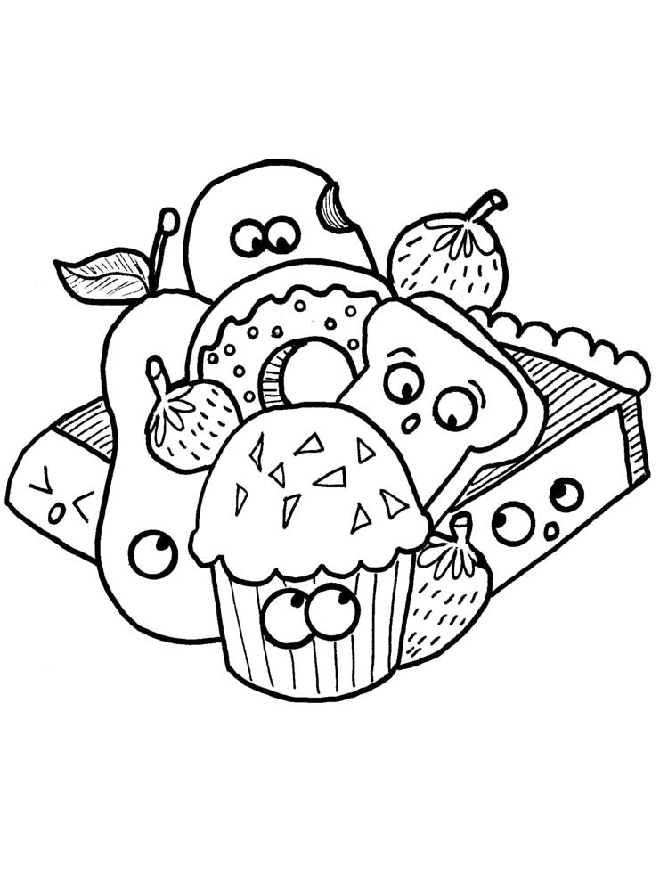 Cute Breakfast Foods Coloring Page