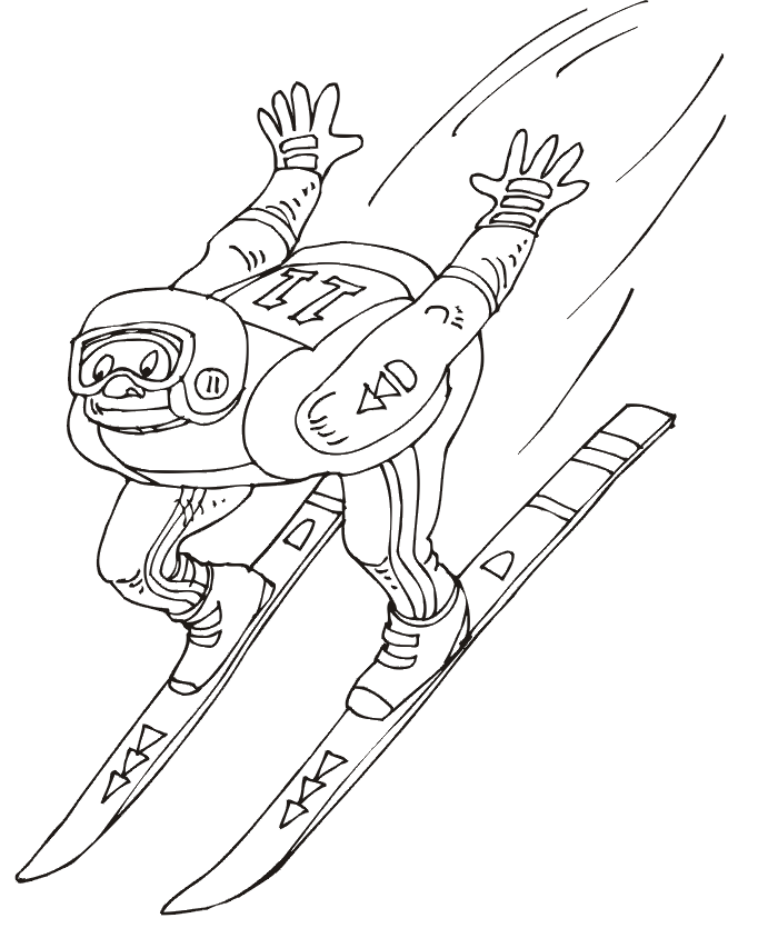 Downhill Skiing Coloring Page