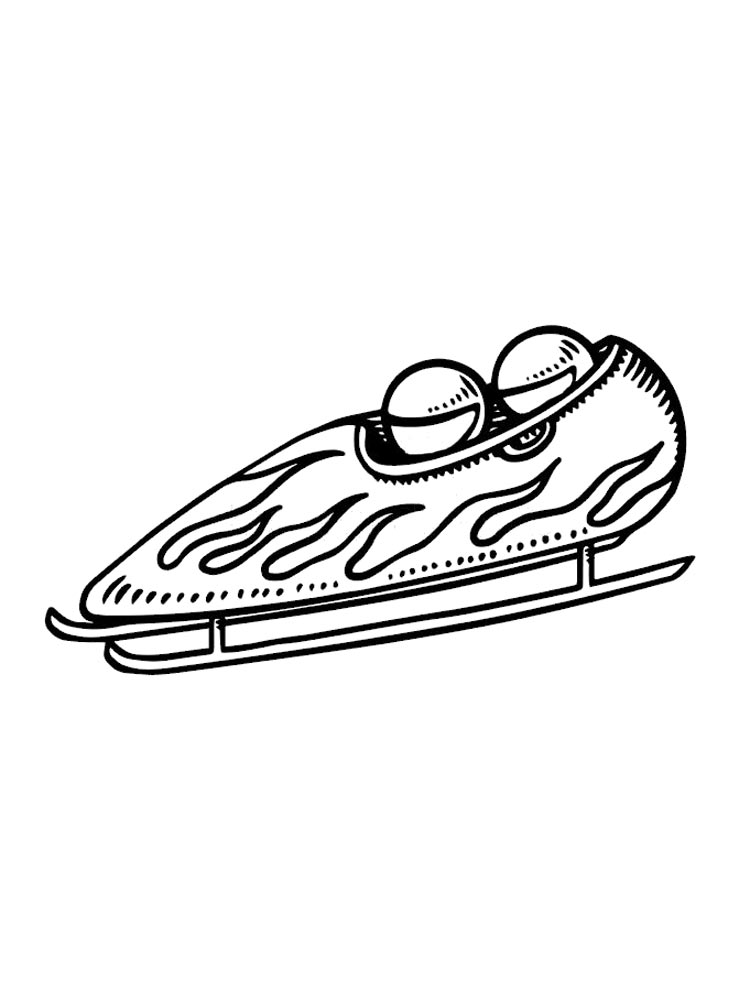 Flames Bobsled Coloring Page