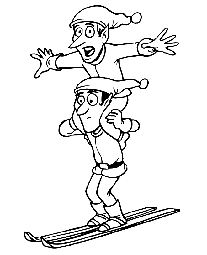 Funny Stunt Skiing Coloring Page