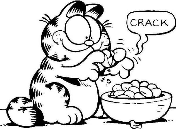 Garfield Eating Nuts Coloring Page