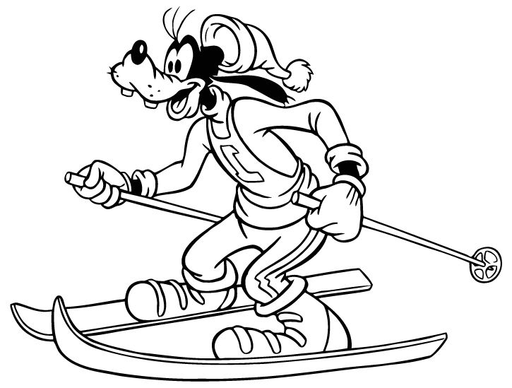Goofy Skiing Coloring Page
