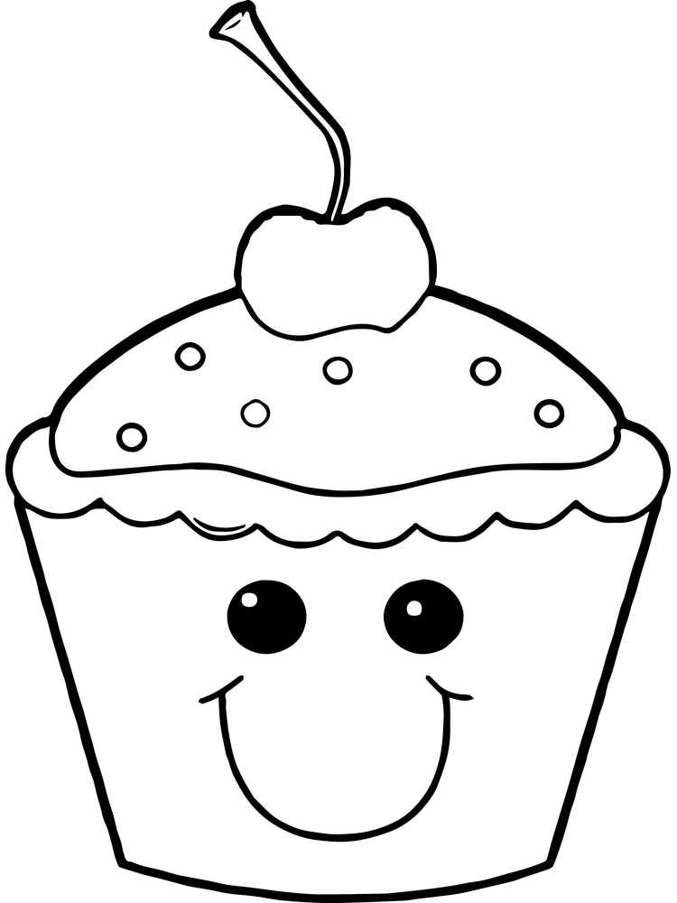 Happy Face Muffin Coloring Page