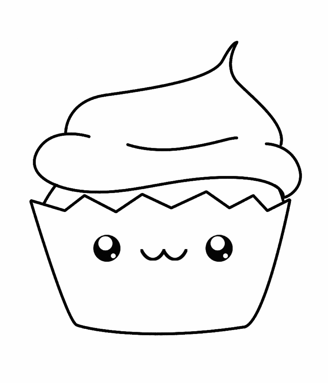 Kawaii Muffin Coloring Page