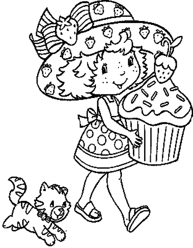 Strawberry Muffin Coloring Page