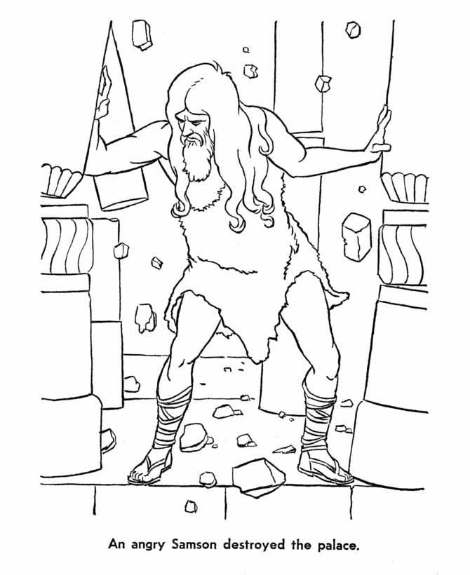 Angry Sampson Bible Coloring Page