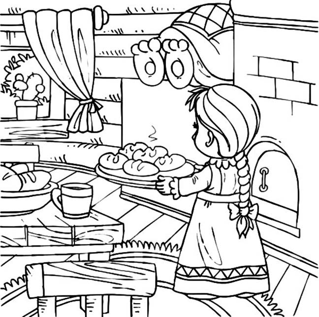 Baking Bread Coloring Page