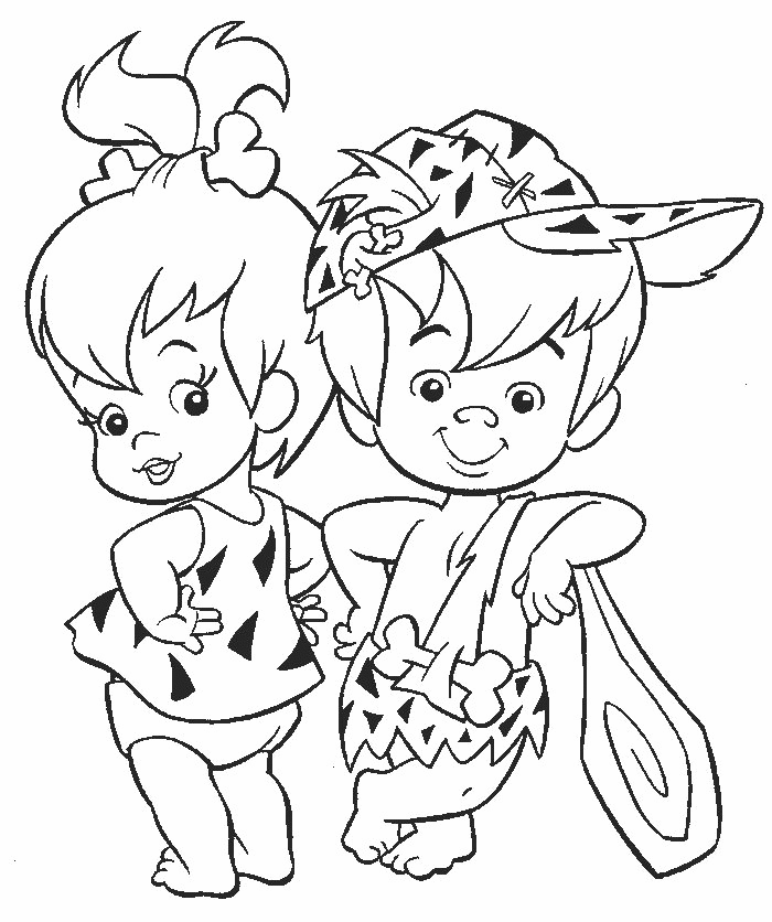 Bam Bam And Pebbles Flinstone Coloring Page