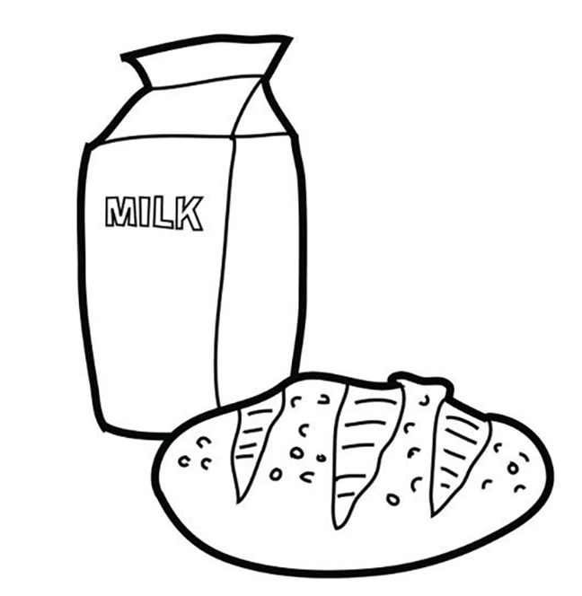 Bread And Milk Coloring Page