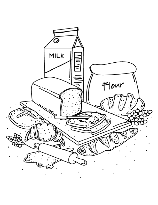 Breads And Croissant Coloring Page