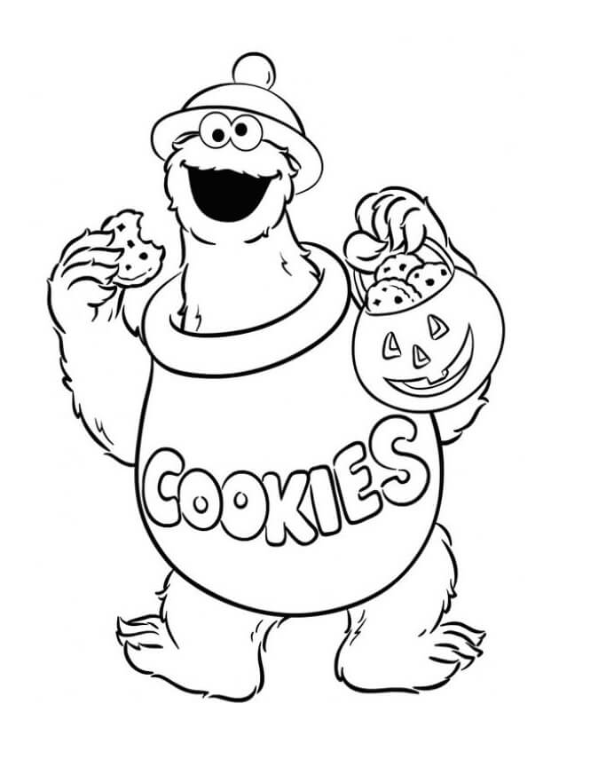 Cookie Monster Cookie Jar Coloring Page