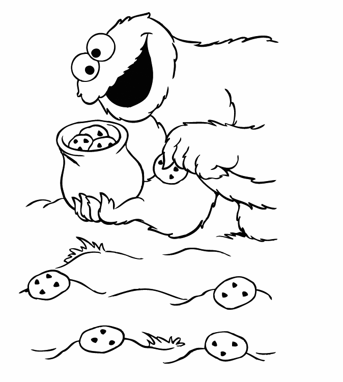 Cookie Monster Setting Out Cookies Coloring Page
