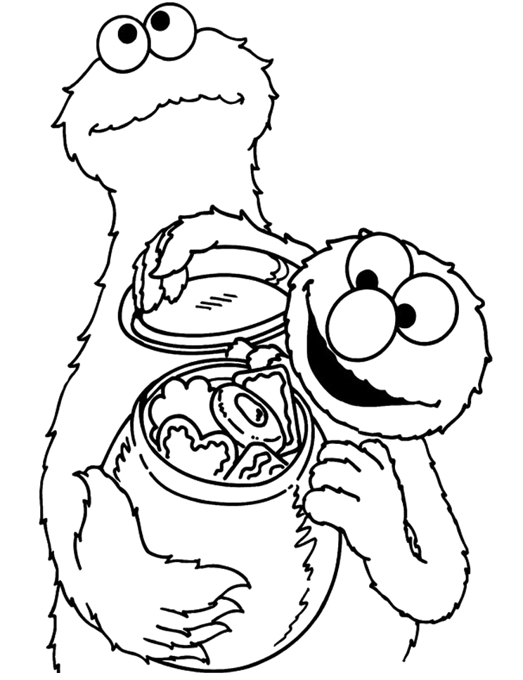 Cookie Monster And Elmo Coloring Page