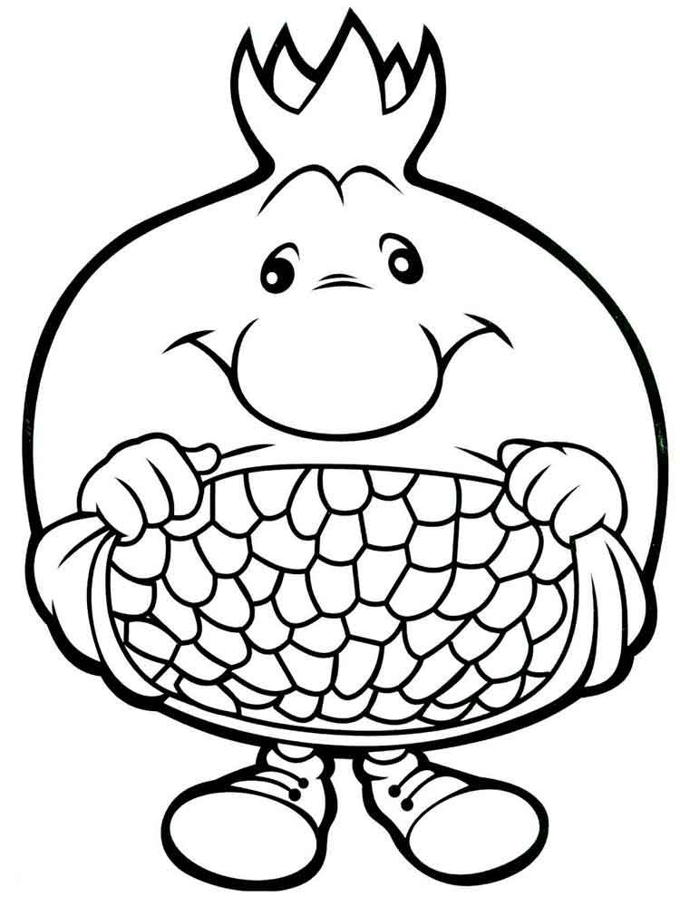 Cute Pomegranate Character Coloring Page