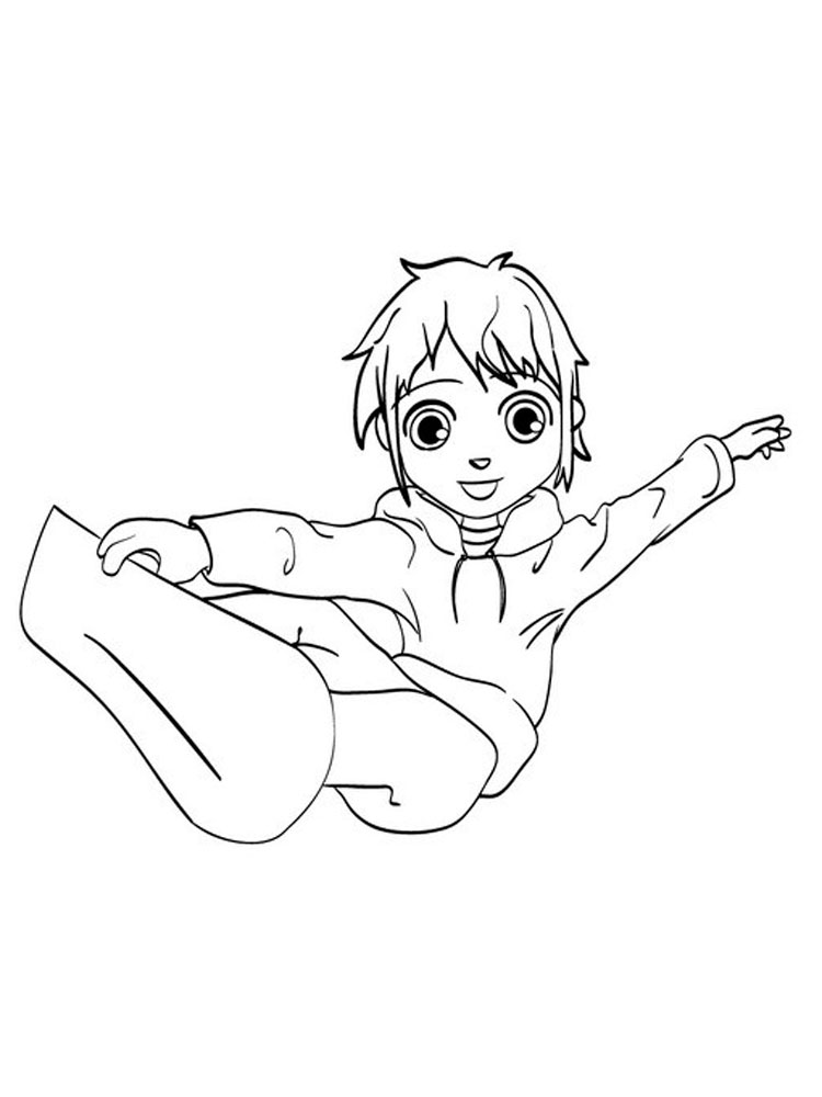 Cute Snowboarder Coloring Page