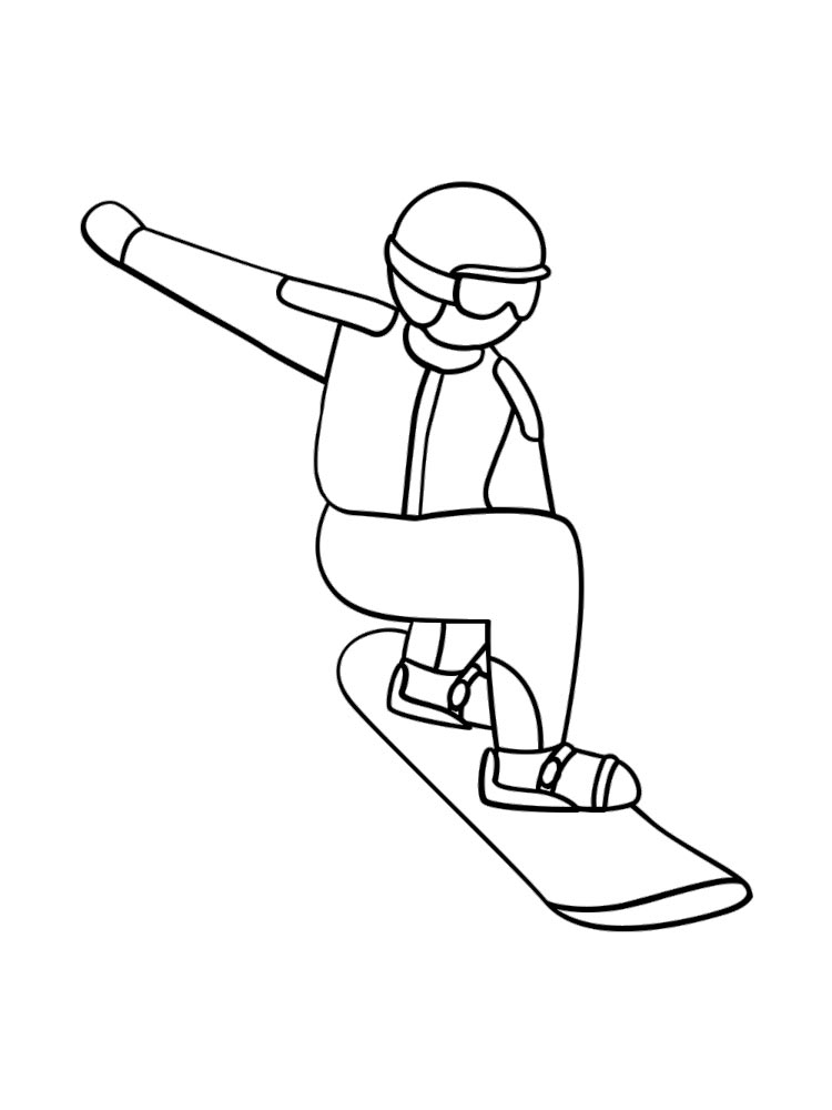 Easy Snowboarding Coloring Page