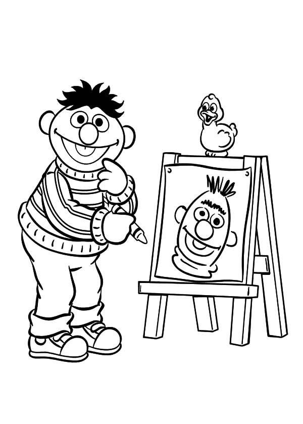 Ernie Drawing Coloring Page