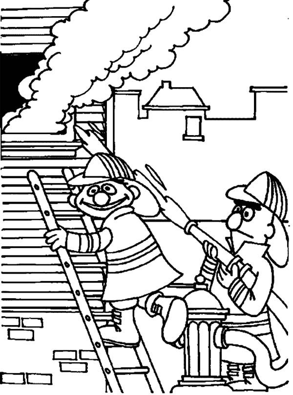 Firemen Bert And Ernie Coloring Page