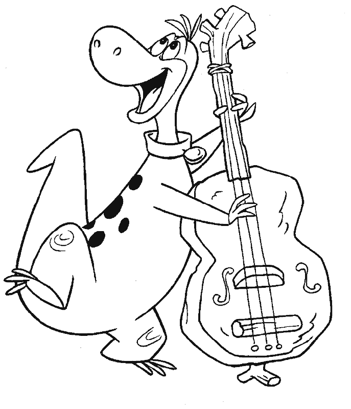 Flinstones Dino Playing Bass Coloring Page