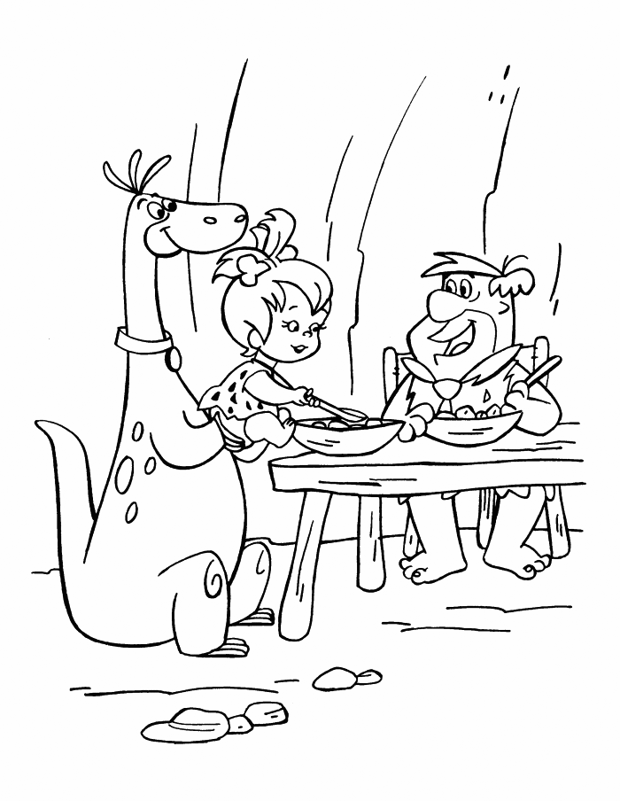 Flinstones Easting Coloring Page