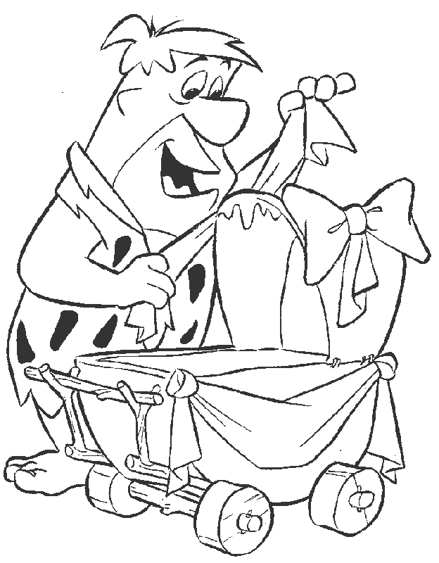 Fred Flinstone And Carriage Coloring Page