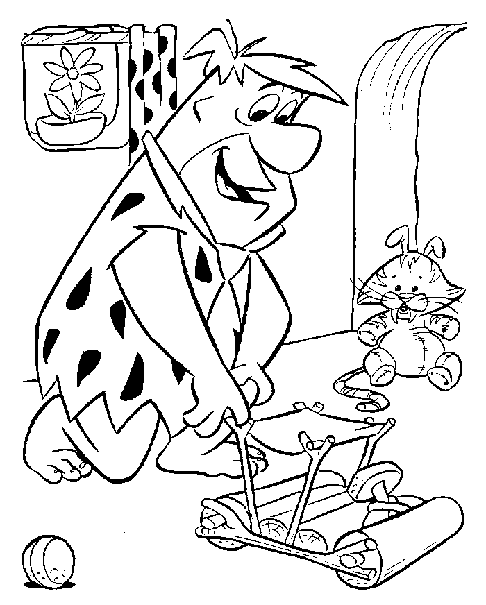 Fred Flinstone And Toy Car Coloring Page