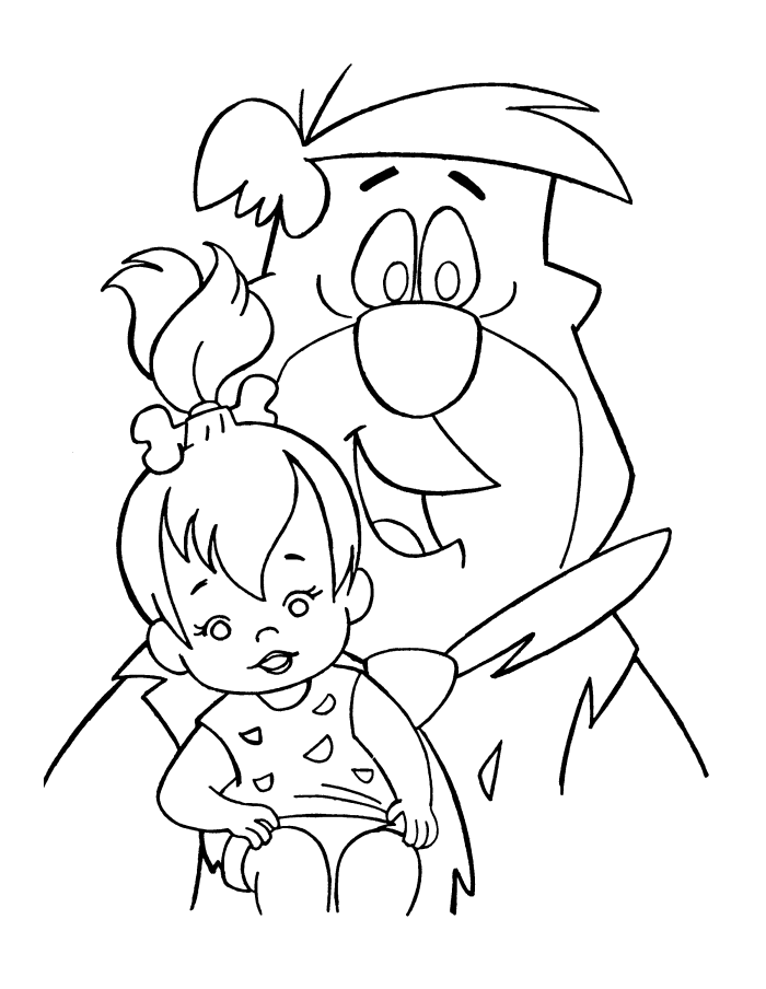 Fred And Pebbles Flinstones Coloring Pages