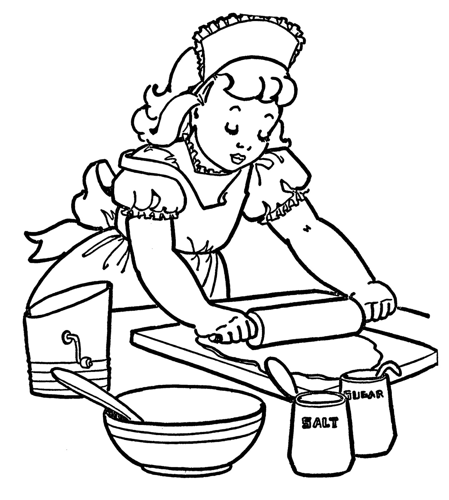 Girl Baking Coloring Page