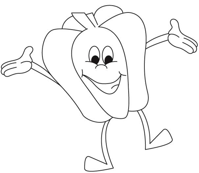 Happy Pepper Character Coloring Page