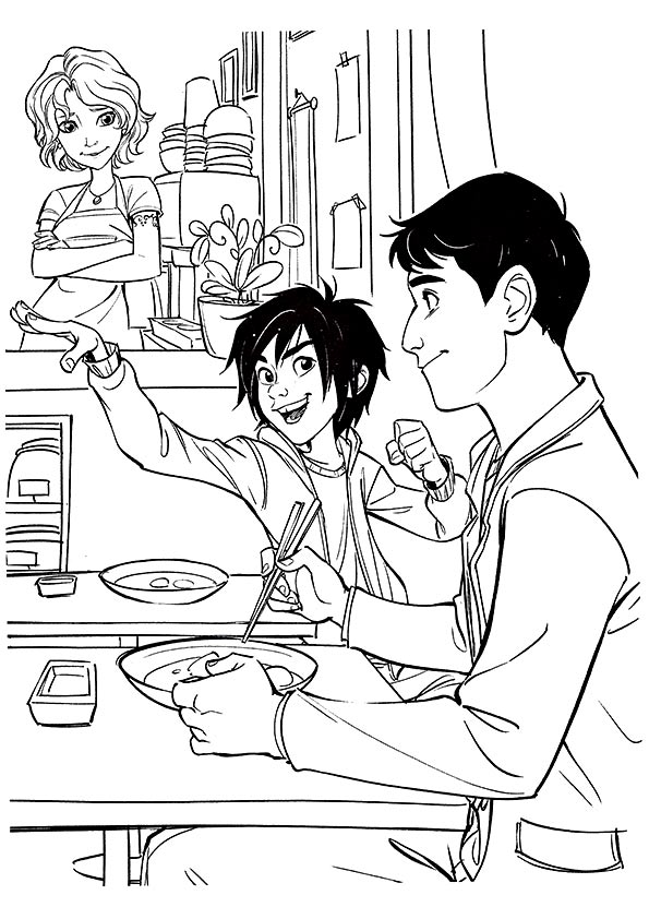 Hiro And Family Big Hero 6 Coloring Page