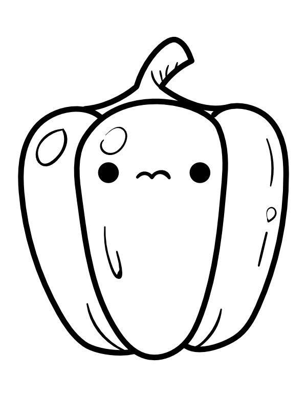 Kawaii Pepper Coloring Page