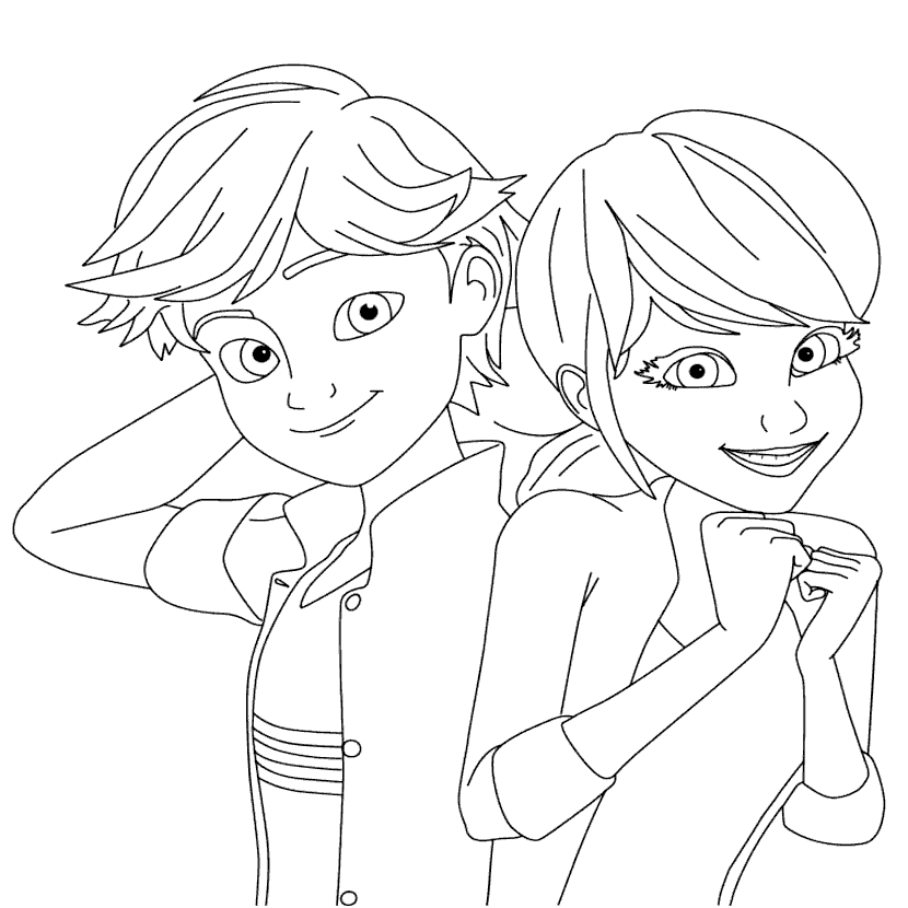 Marinette And Adrien Coloring Page