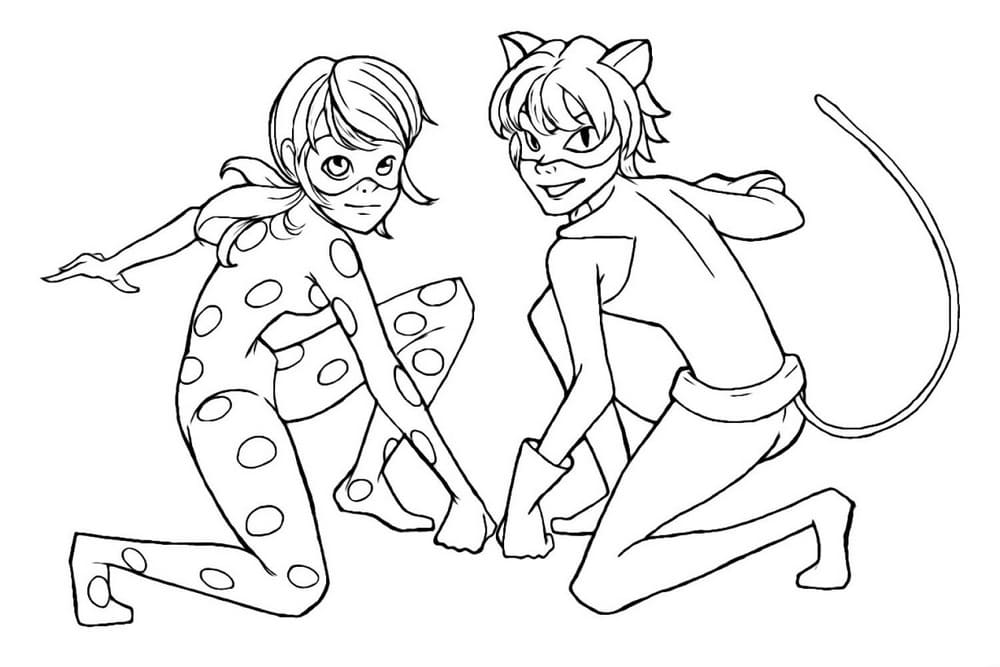 Marinette And Adrien Miraculous Ladybug Coloring Page