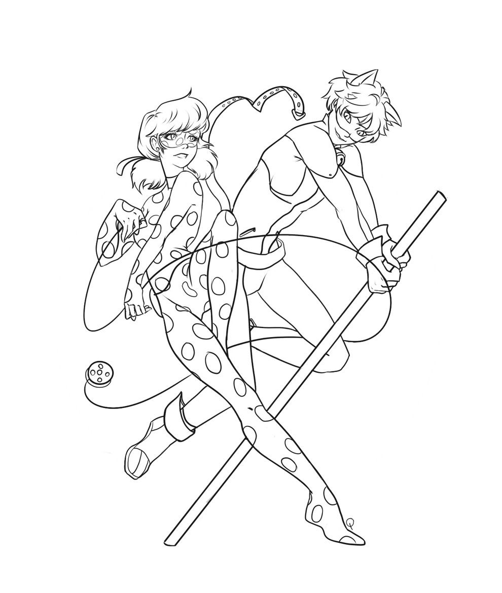 Miraculous Ladybug Fighting Coloring Page