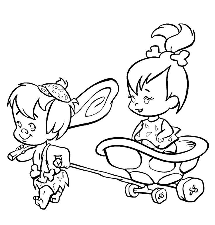 Pebbles And Bam Bam Flinstones Coloring Page