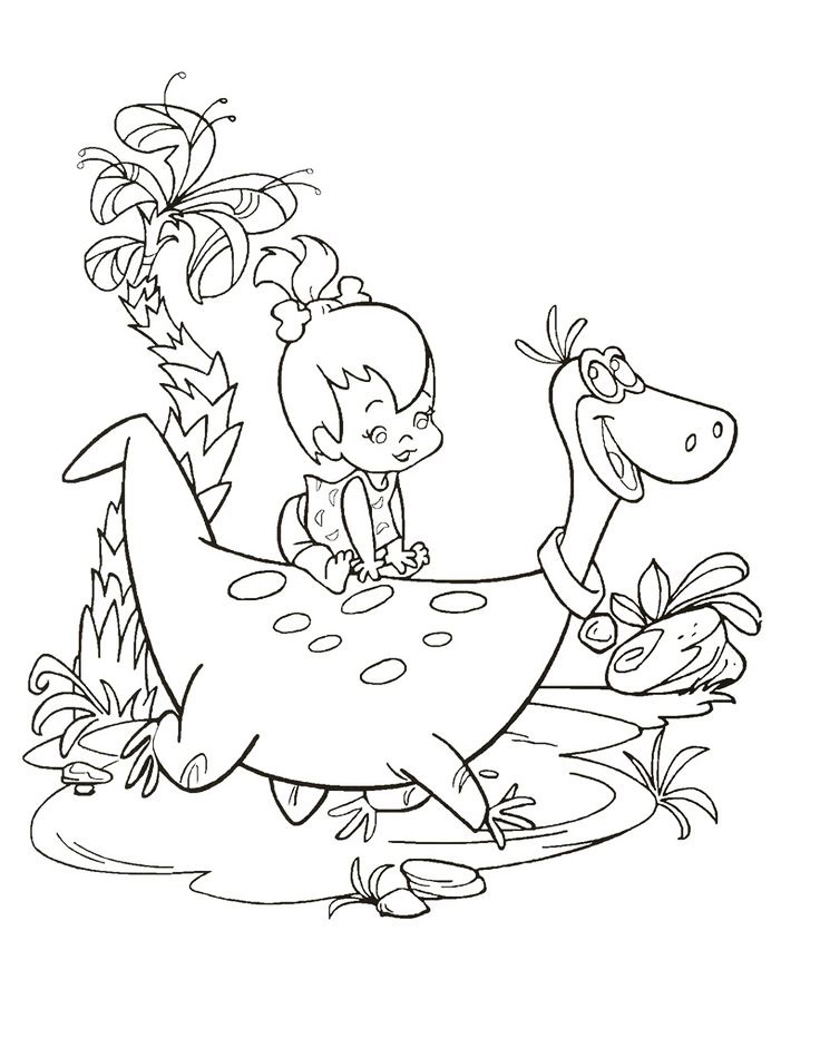 Pebbles And Dino Flinstones Coloring Pages