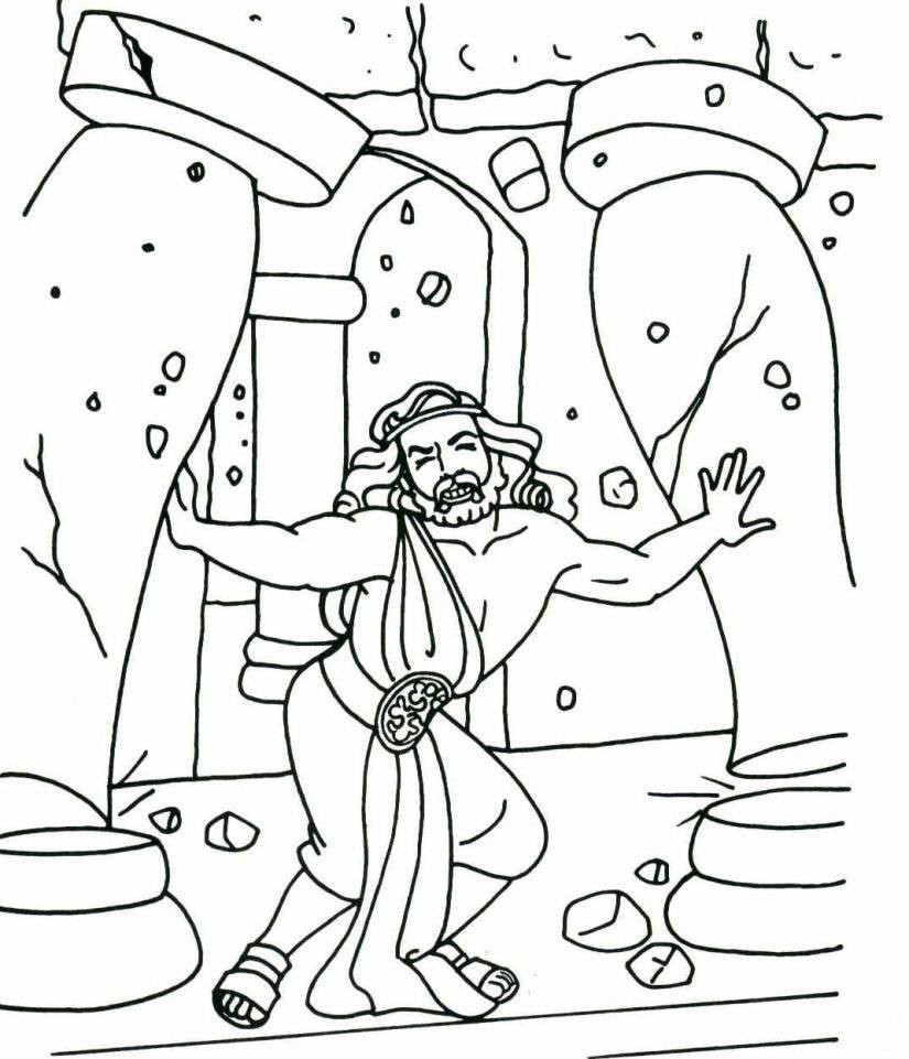 Sampson Is Strong Bible Coloring Page