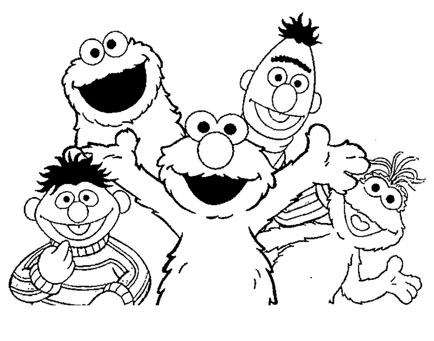 Sesame Street Characters Coloring Page