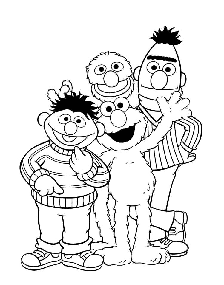 Sesame Street Characters Printable Coloring Page