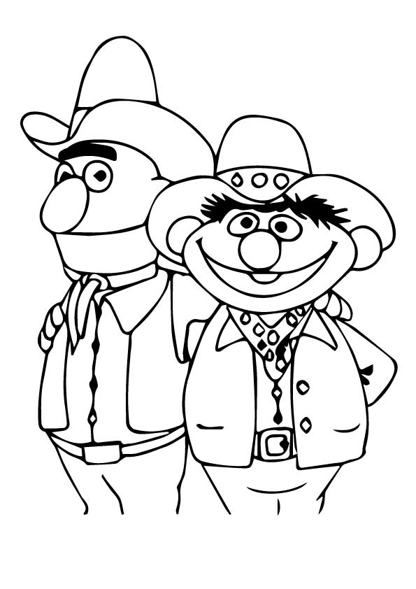 Western Bert And Ernie Coloring Pages