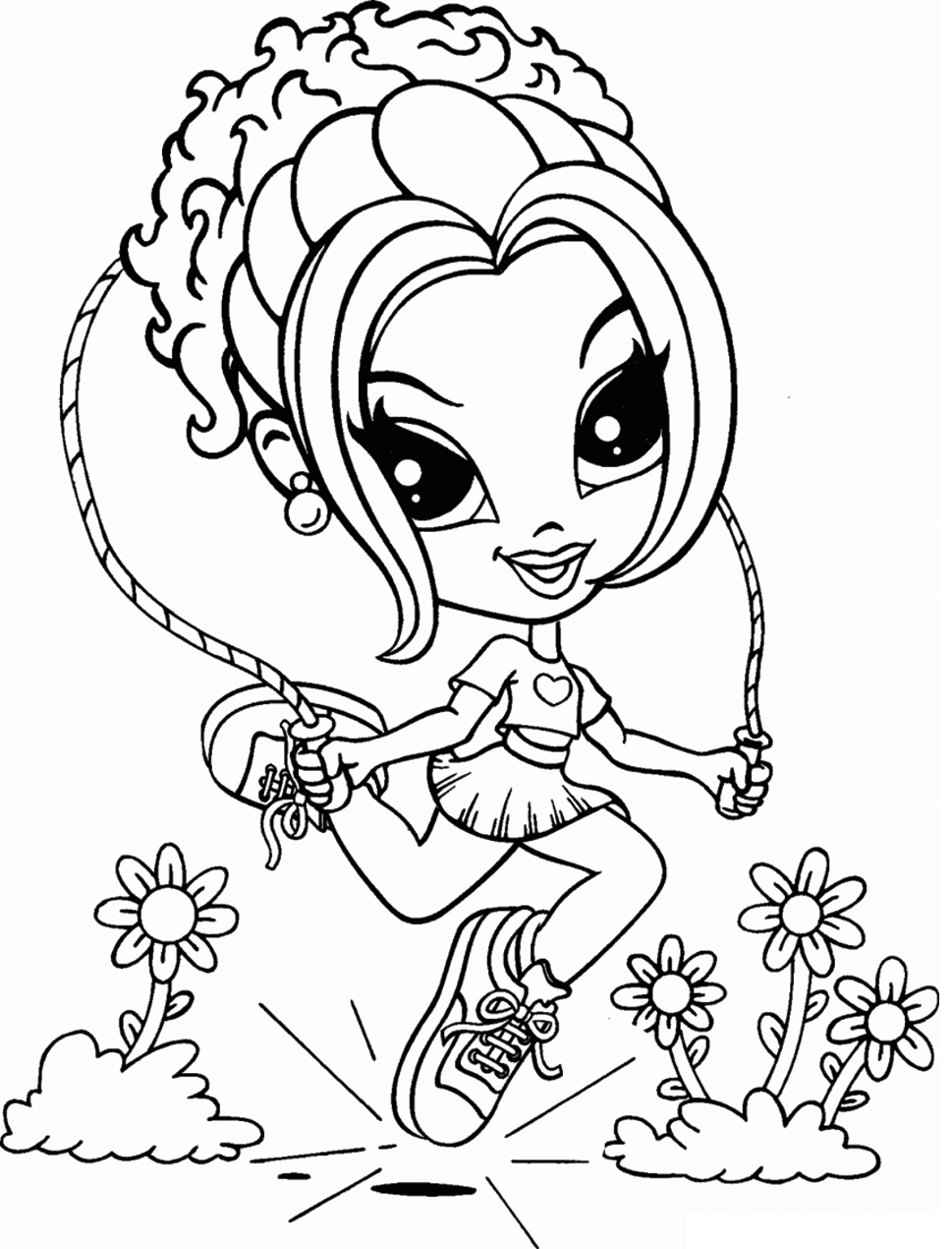 Bratz Girl Jumproping Coloring Page