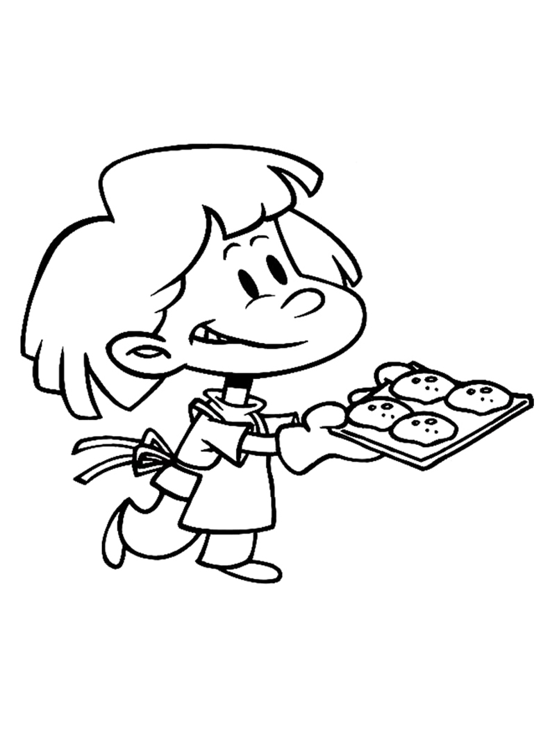 Cartoon Baking Cookies Coloring Page