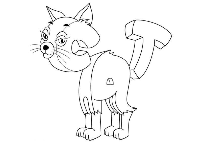 Cat Word World Coloring Pages