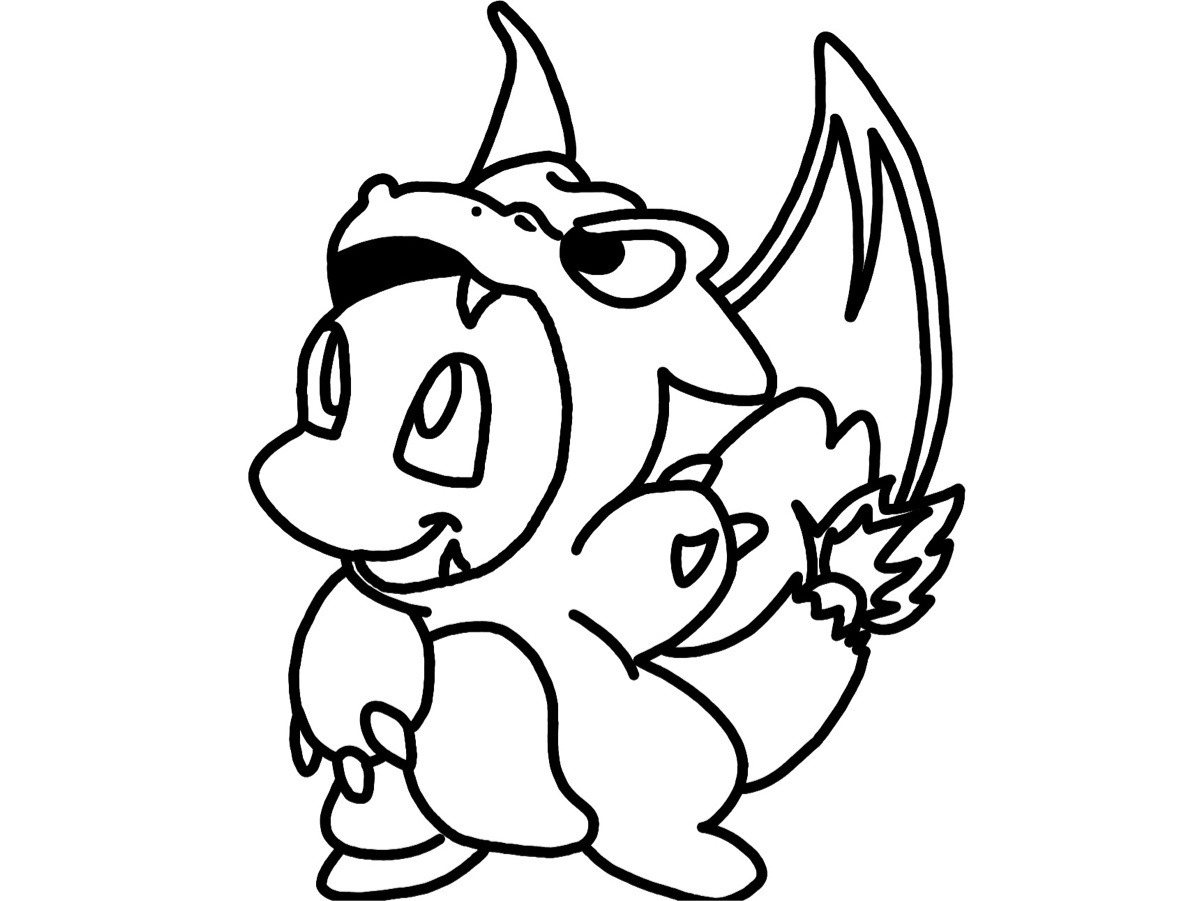 Charmander In Charizard Costume Coloring Page