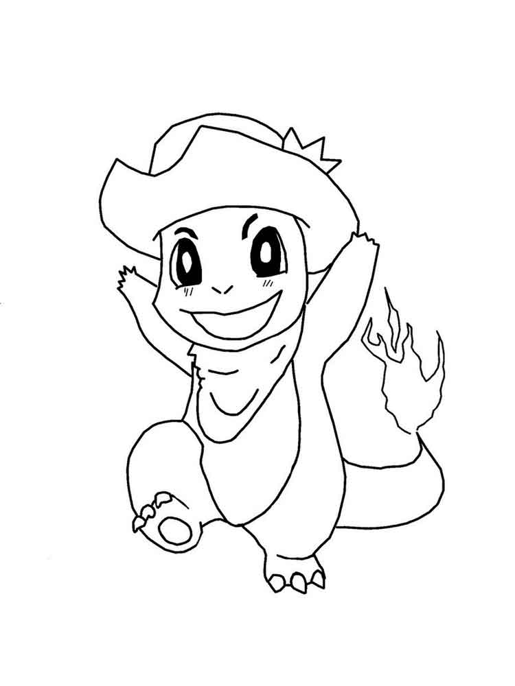 Charmander In A Cowboy Hat Coloring Pages