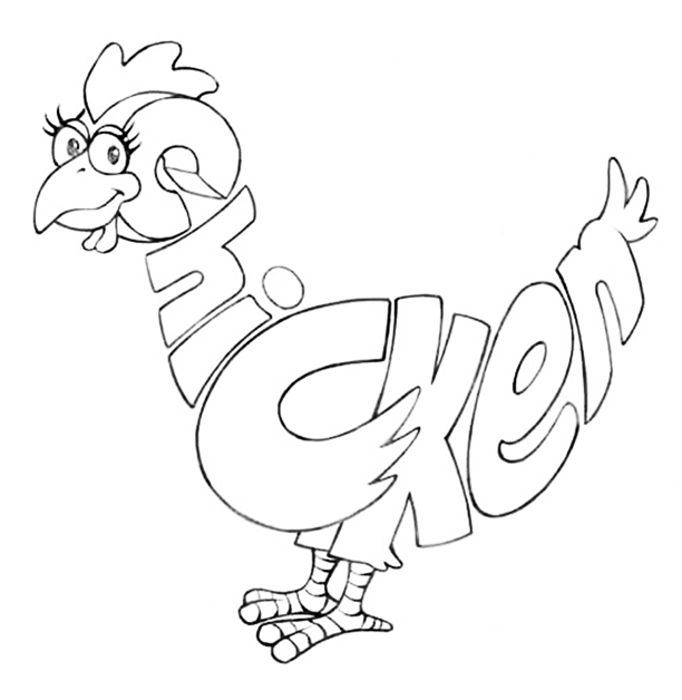 Chicken Word World Coloring Pages